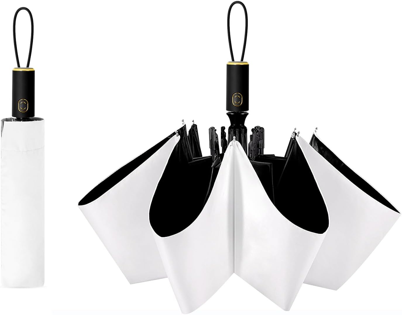 Cuby UV Sun Umbrella Compact Folding Umbrella lightweight Portable Manual Travel Umbrella for Rainproof & 99% UV Protection with Black Anti-UV Coating