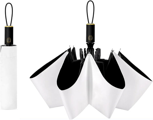 Cuby UV Sun Umbrella Compact Folding Umbrella lightweight Portable Manual Travel Umbrella for Rainproof & 99% UV Protection with Black Anti-UV Coating