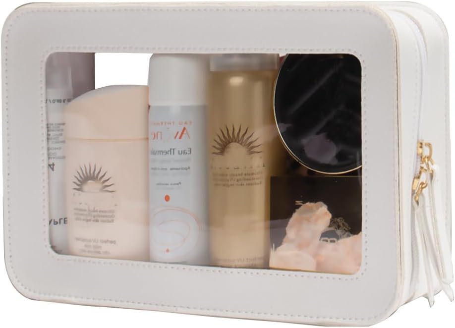 Clear Makeup Bag Small, TSA Approved Portable Toiletry Bag with Zipper Cosmetic Travel Bag Makeup Organizer Case Mini Makeup Pouch for Purse Car Organizer Bag for Women Men