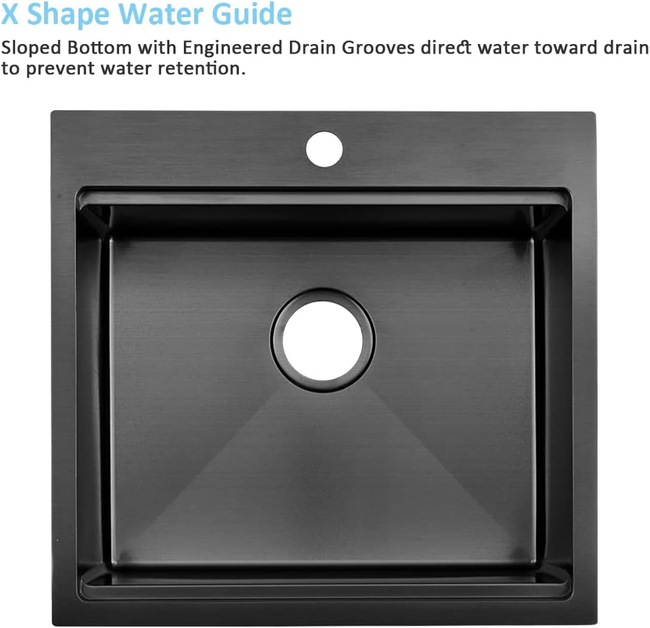21 Inch Drop In Bar Sink- Bokaiya 21x20 Black Stainless Steel Drop In Wet Bar Outdoor RV Sink Topmount 16 Gauge Single Bowl Kitchen Sinks with Cutting Board