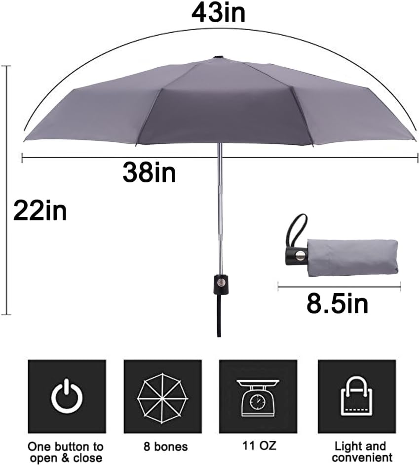 Goothdurs Automatic Mini Travel Windproof Umbrella Compact Auto Open/Close Small Lightweight Folding Rain Umbrellas for Women Men