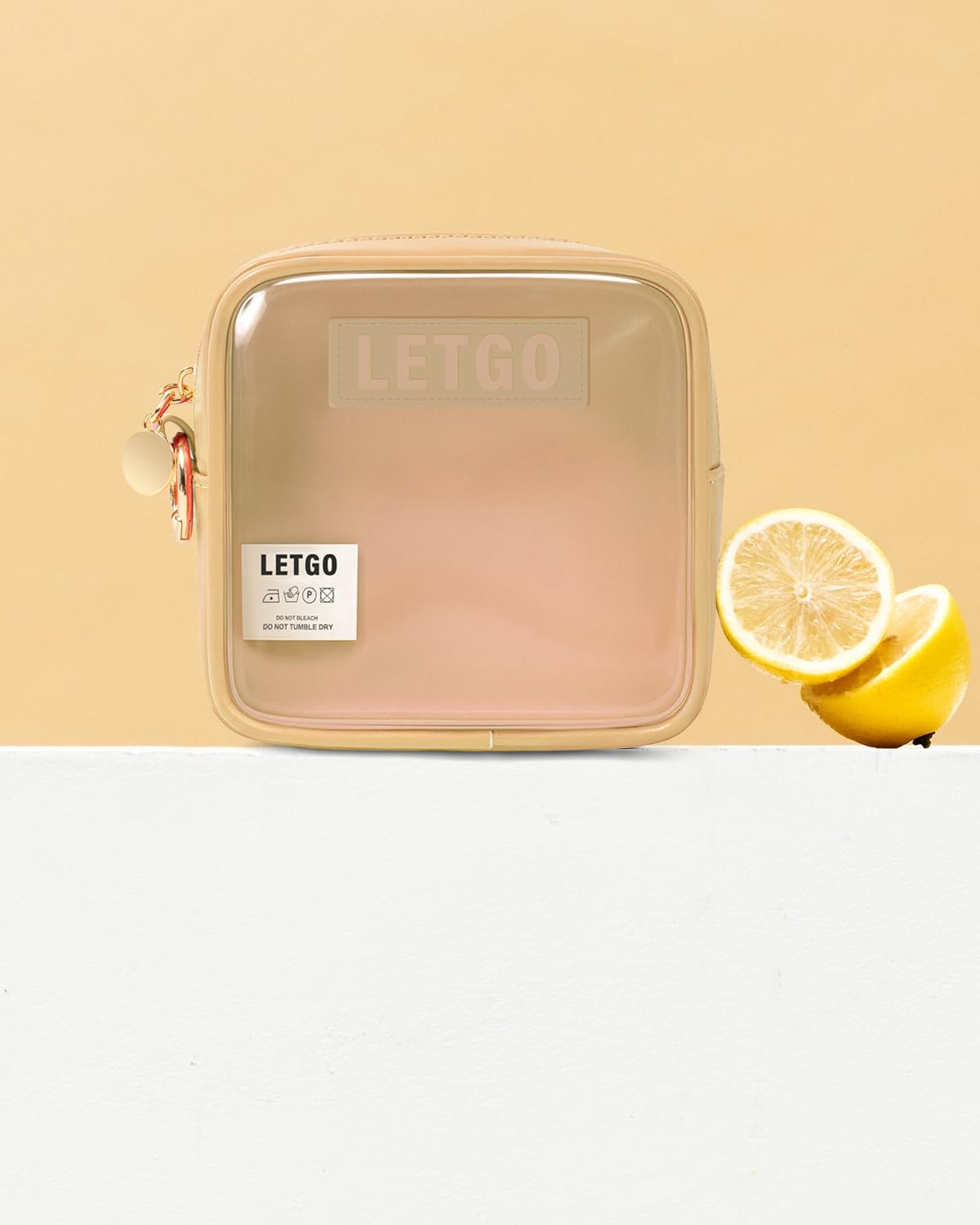 LETGO Clear Makeup Bags Small-Mini Comestic Bag,Cute Cosmetic Pouch for Women with Slip-in Pockets Clear Cosmetic Bags Travel Essentials Car Accessories for Women Men (Mini Sand)