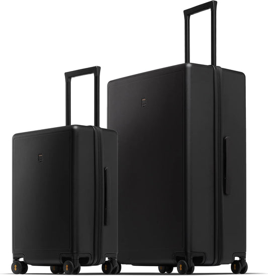 LEVEL8 Luggage Sets 2 Piece, 20/28 inch Hardshell Suitcases Sets, Lightweight Luminous Textured Hardside with Spinner Wheels, Tsa Lock, 2-Piece Set (20/28), Black