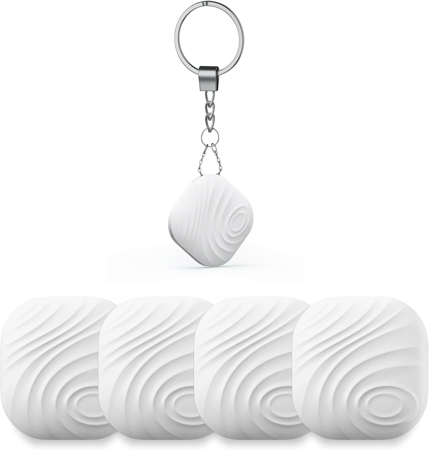 Key Finder, Bluetooth Tracker Item Locator with Key Chain for Keys Pet Wallets or Backpacks and Tablets, Batteries Include -White