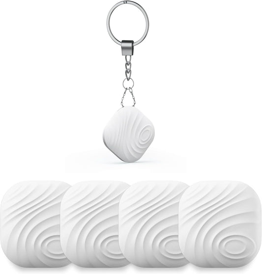 Key Finder, Bluetooth Tracker Item Locator with Key Chain for Keys Pet Wallets or Backpacks and Tablets, Batteries Include -White