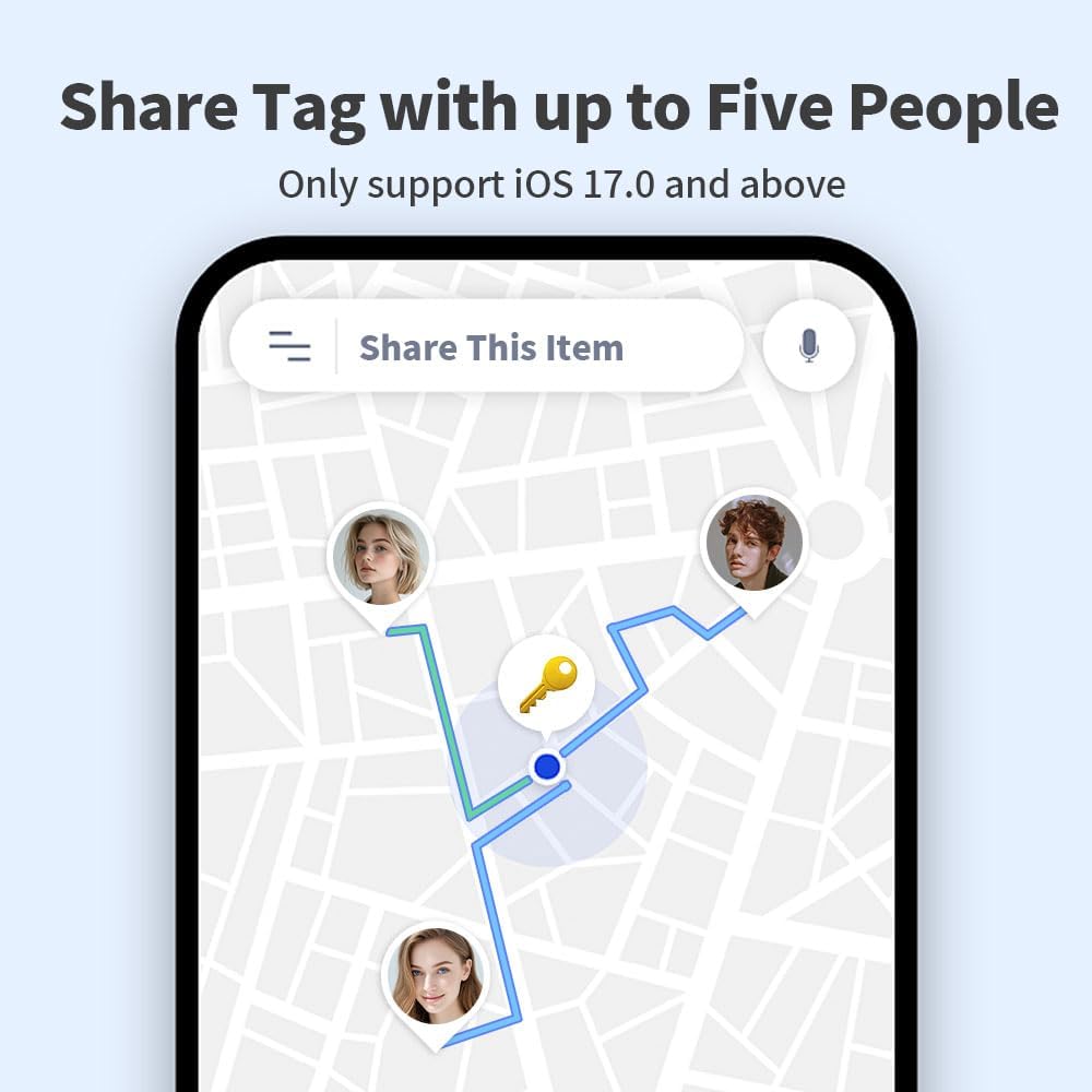 Smart Tag - 4 Pack Bluetooth Tracker Work with Find My (Apple's Official MFI Certification), Key Finder Item Locator Smart Tag for Keys, Luggage, Wallet, Bike, Black (NOT for ANDRIOD and Huawei)