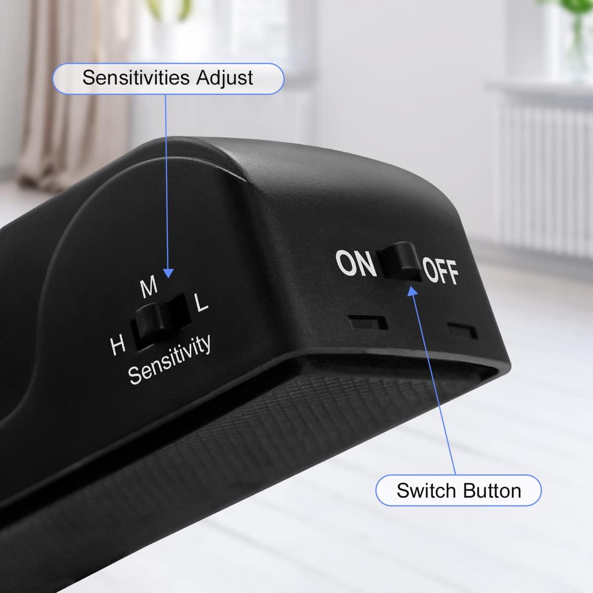 3 Pack Door Stop Alarm, Door Stopper with 120DB Security Alarm, Floor Wedge Door Stop Siren, Door Security Devices for Traveling, Apartment, Hotel and Home, Black