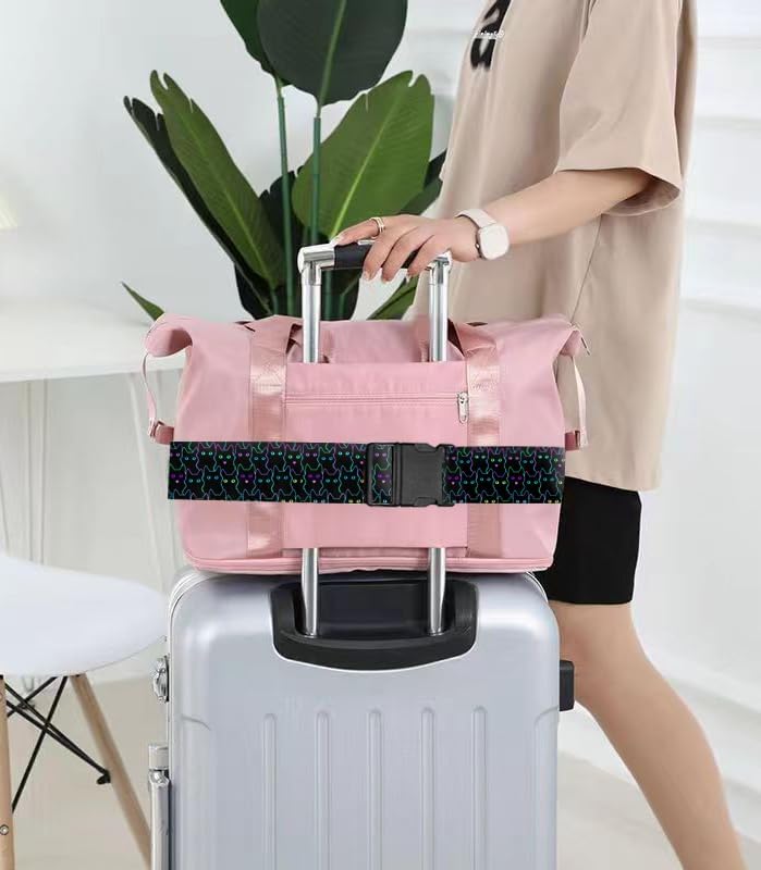 Luggage Straps for Suitcases Travel Belt Accessories, Cute Suitcase Strap, Adjustable Luggage Belt Strap, Heavy Duty with Quick-Release Buckle Luggage Strap Cute Black Cats
