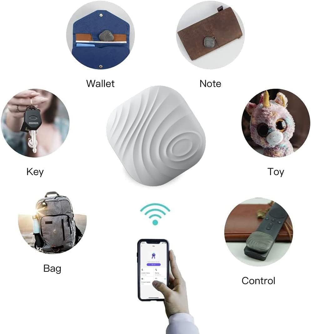 Key Finder, Bluetooth Tracker Item Locator with Key Chain for Keys Pet Wallets or Backpacks and Tablets, Batteries Include (Gray, 4 Pack)