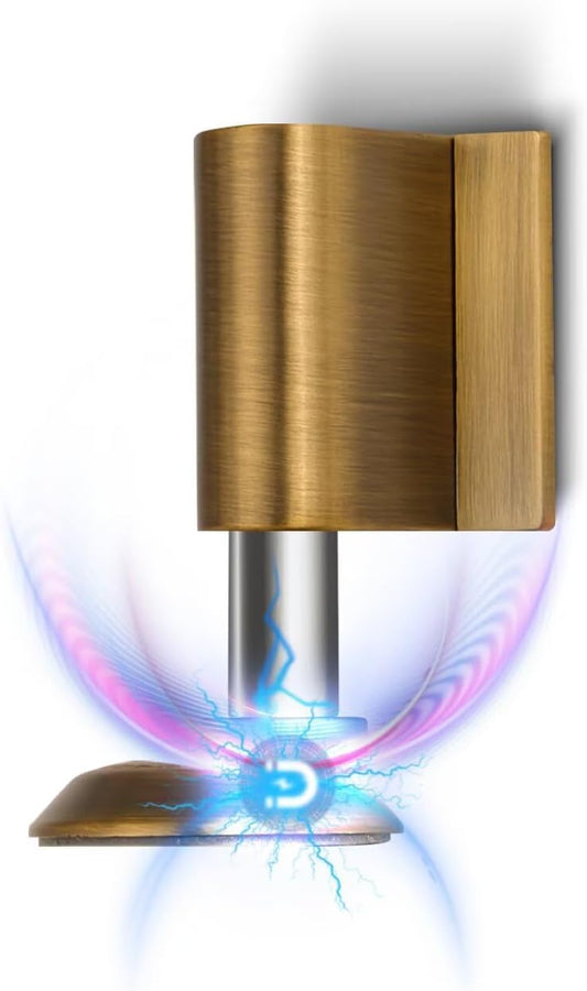 2 Pack Magnetic Door Stoppers Retractable Bottom of Door Holder No Drilling Mount Floor Door Stop with Screws and Adhesive Catch Door Keep Door Open Antique Brass AB-2