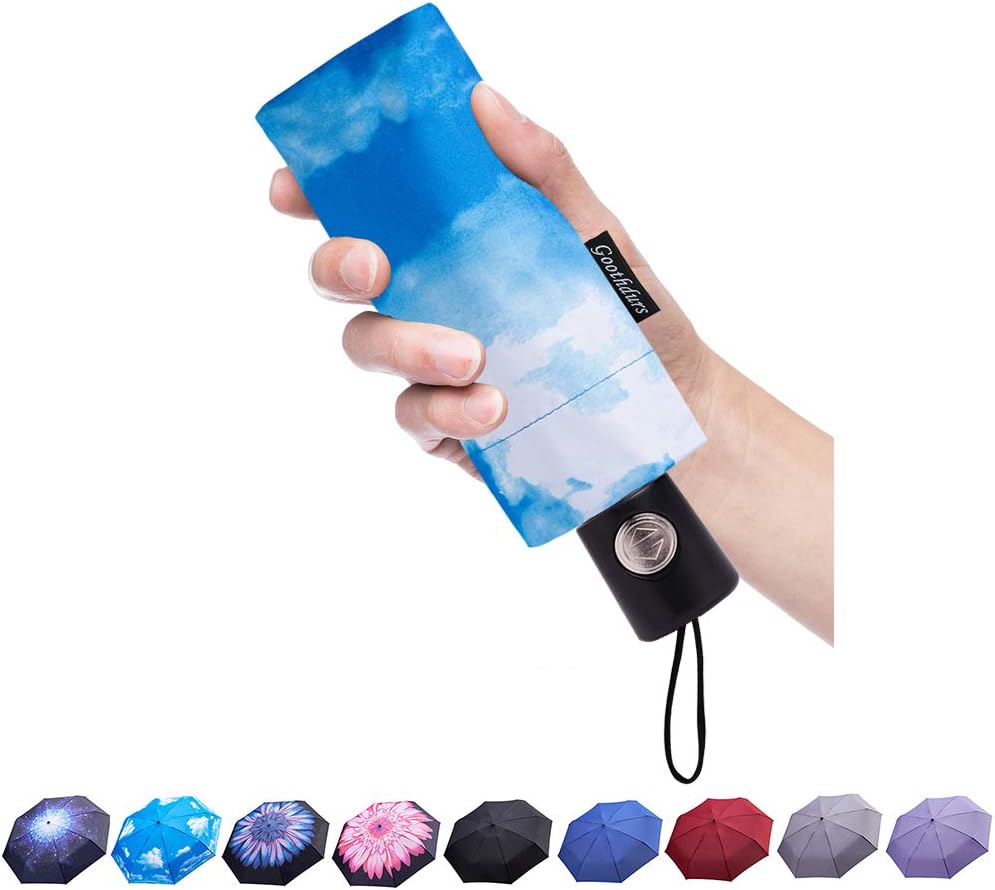 Goothdurs Automatic Mini Travel Windproof Umbrella Compact Auto Open/Close Small Lightweight Folding Rain Umbrellas for Women Men