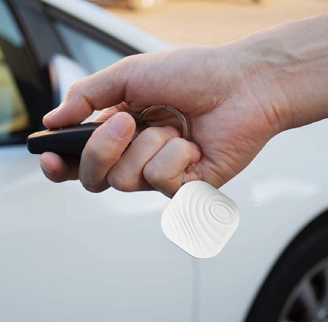 Key Finder, Bluetooth Tracker Item Locator with Key Chain for Keys Pet Wallets or Backpacks and Tablets, Batteries Include -White