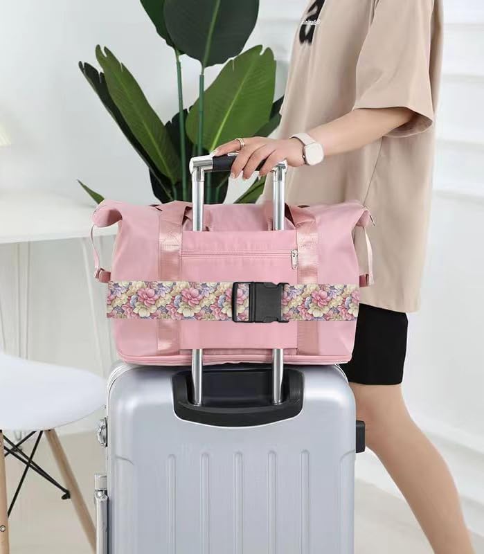 Luggage Straps for Suitcases Travel Belt Accessories, Cute Suitcase Strap, Adjustable Luggage Belt Strap, Heavy Duty with Quick-Release Buckle Luggage Strap Luxury Flowers Leaf