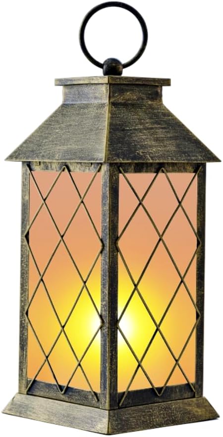 18" Solar Lantern with Flickering Flame Light, Large Outdoor Waterproof Solar Lanterns Hanging Metal Decorative Lantern for Patio Front Porch Garden Yard Outside Tabletop Mothers Day Gifts Grandma