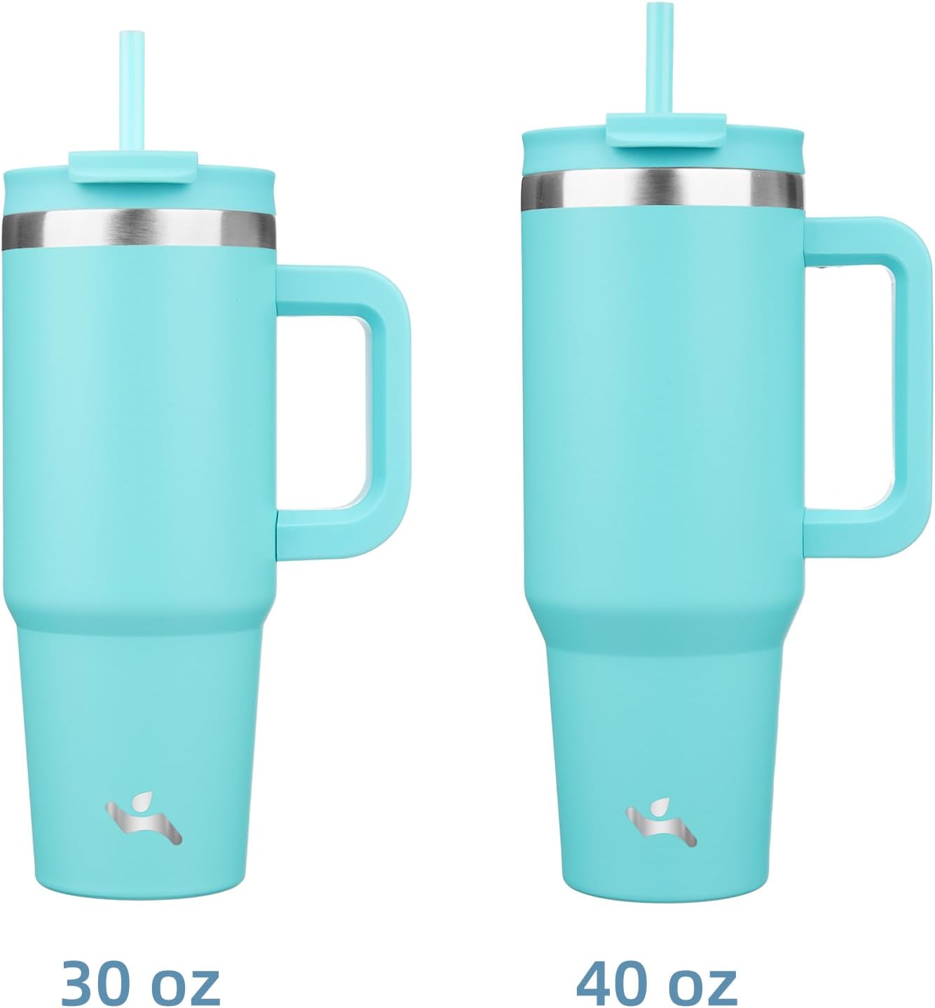 30 oz Tumbler with Handle and 2 Straws,2 in 1 Lid Insulated Water Bottle Stainless Steel Travel Coffee Mug,Turquoise