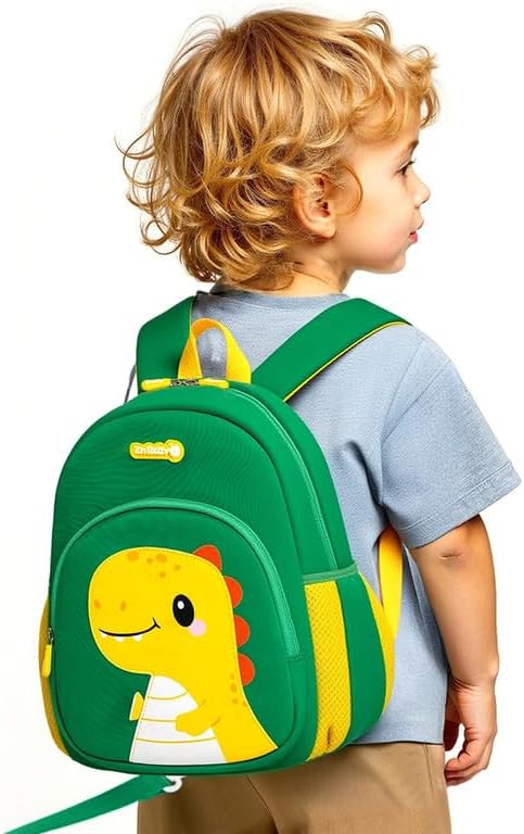Padgene Toddler Harness Backpacks Safety Leash Kids Anti Lost Kindergarten Preschool Backpack Neoprene Lightweight Animal Schoolbag 3D Cartoon Dinasour Mini Travel Bag for Boys Girls