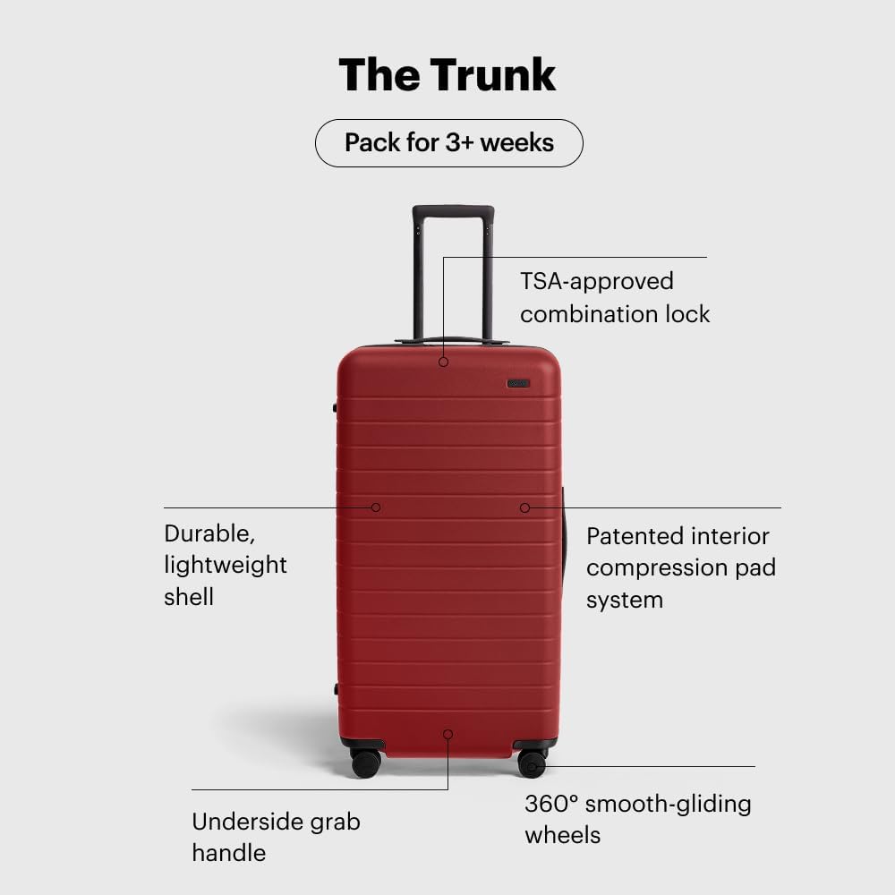 Away Large Trunk Luggage, 31 Inch Hardside Suitcase with Spinner Wheels, Lightweight & Durable, TSA Lock, Ideal for Long Trips, Tango Red