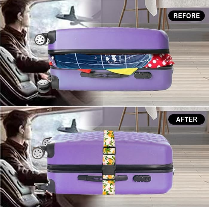 Luggage Straps for Suitcases Travel Belt Accessories, Cute Suitcase Strap, Adjustable Luggage Belt Strap, Heavy Duty with Quick-Release Buckle Luggage Strap Cute Orange