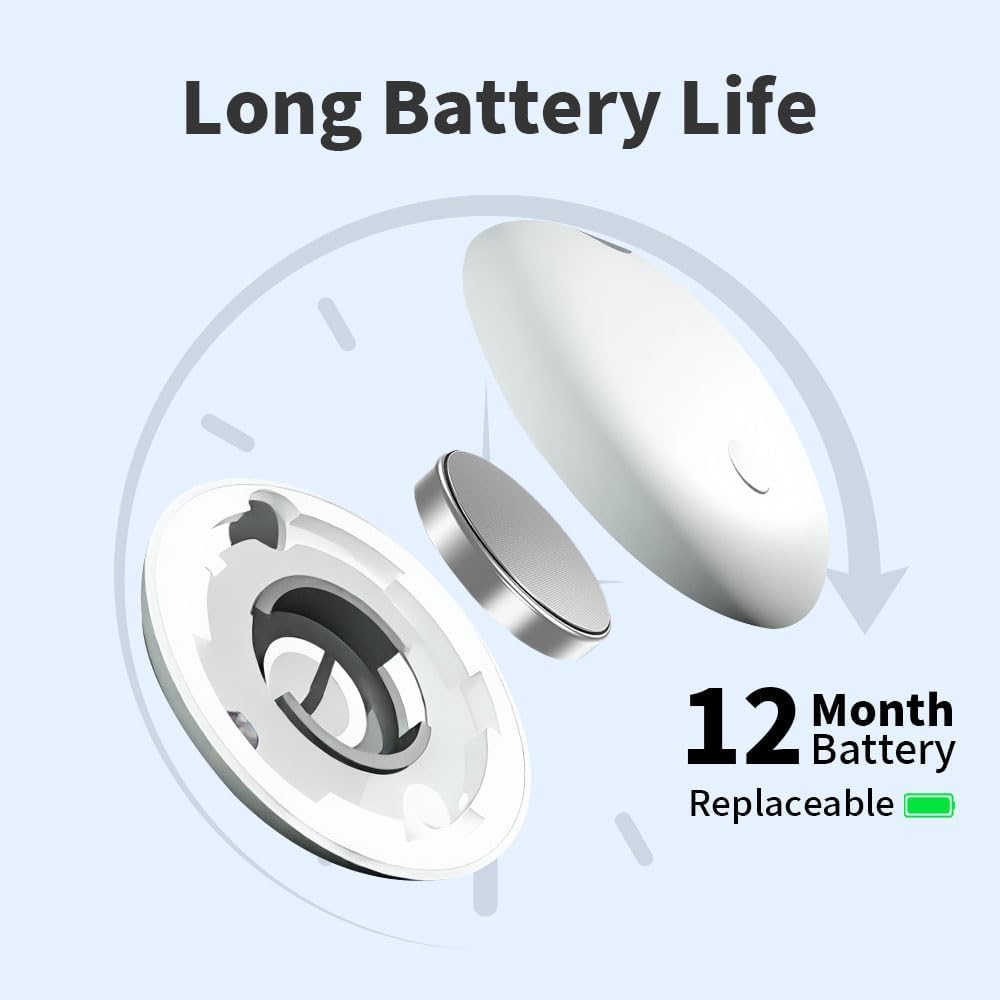 Smart Tag Tracker Works with Apple Find My, IP65 Waterproof and Replaceable Battery, Bluetooth Tracker Item Locator for Key Pet Wallet Backpack Luggage, 1 Pack, White (Not for Android or Huawei)