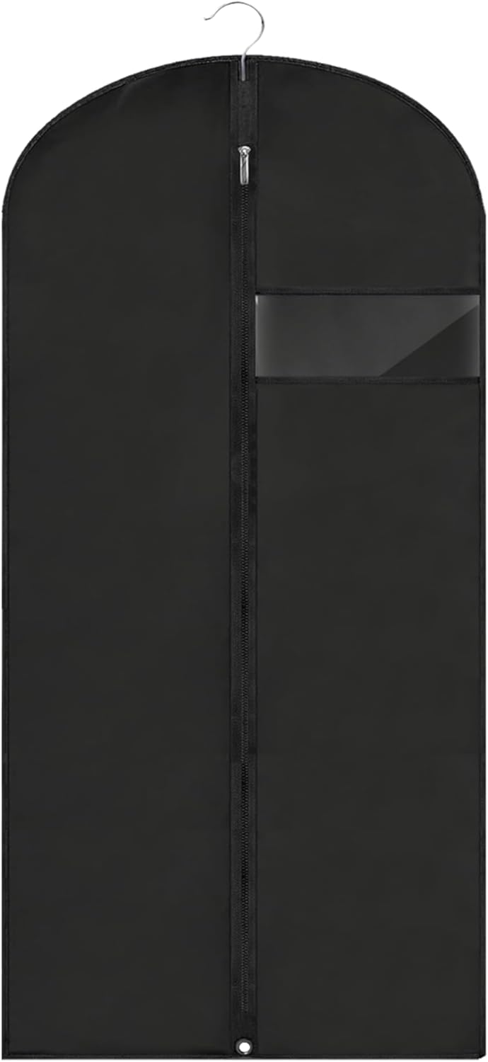 Garment Bags for Hanging Clothes, 45'' Suit Bag Cover for Storage and Travel, Dress Bags for Gowns Long (Black)