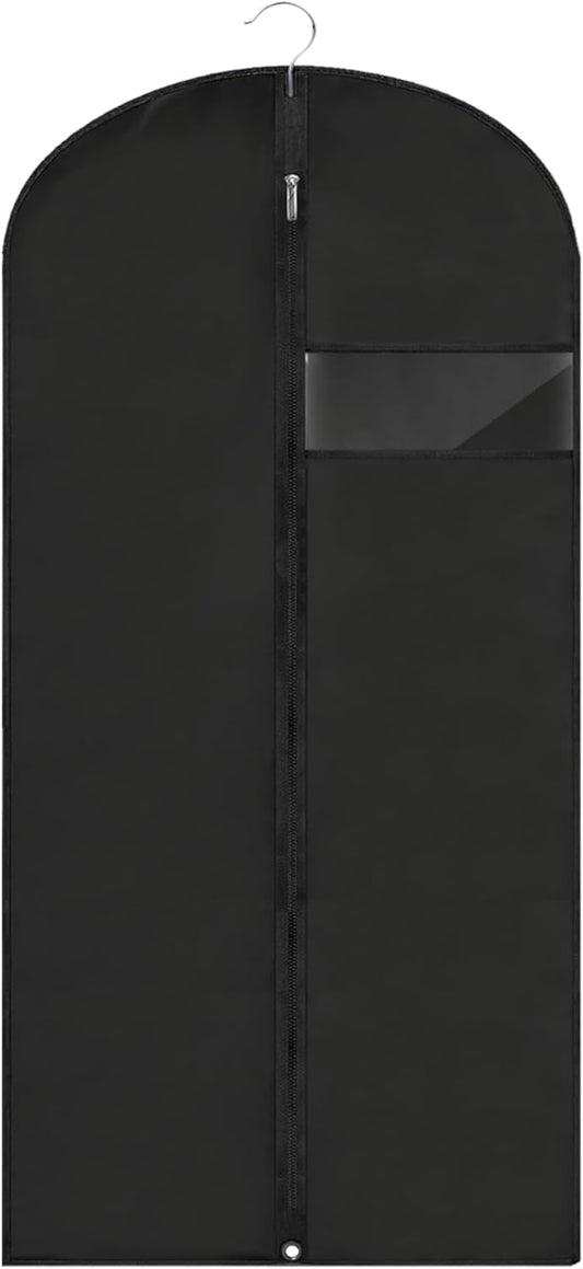 Garment Bags for Hanging Clothes, 45'' Suit Bag Cover for Storage and Travel, Dress Bags for Gowns Long (Black)