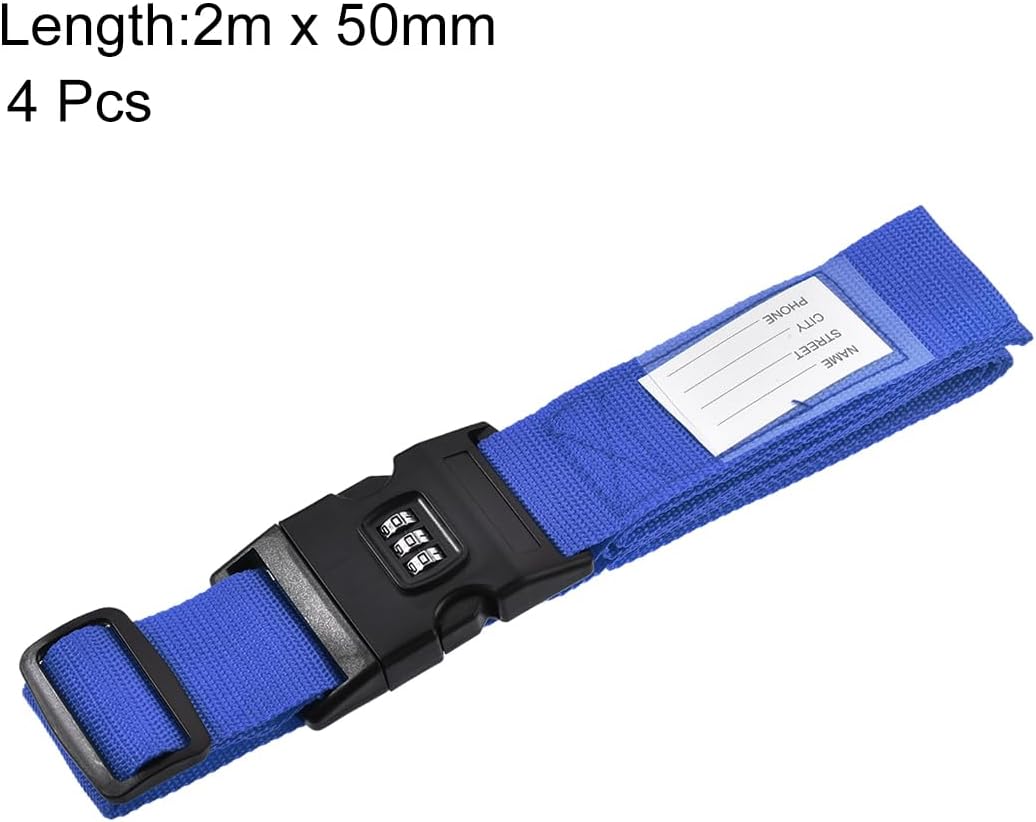 uxcell Luggage Straps Suitcase Belts with Buckle, Combination Lock, Adjustable Travel Packing Accessories