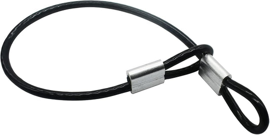 10 Pcs 5mm Wire 12 inch Vinyl Coated Stainless Steel Cable with Loops Short Wire Rope Lanyard Lock Security Chain Link for Outdoor Gates, Black(5mm x 12 inch)
