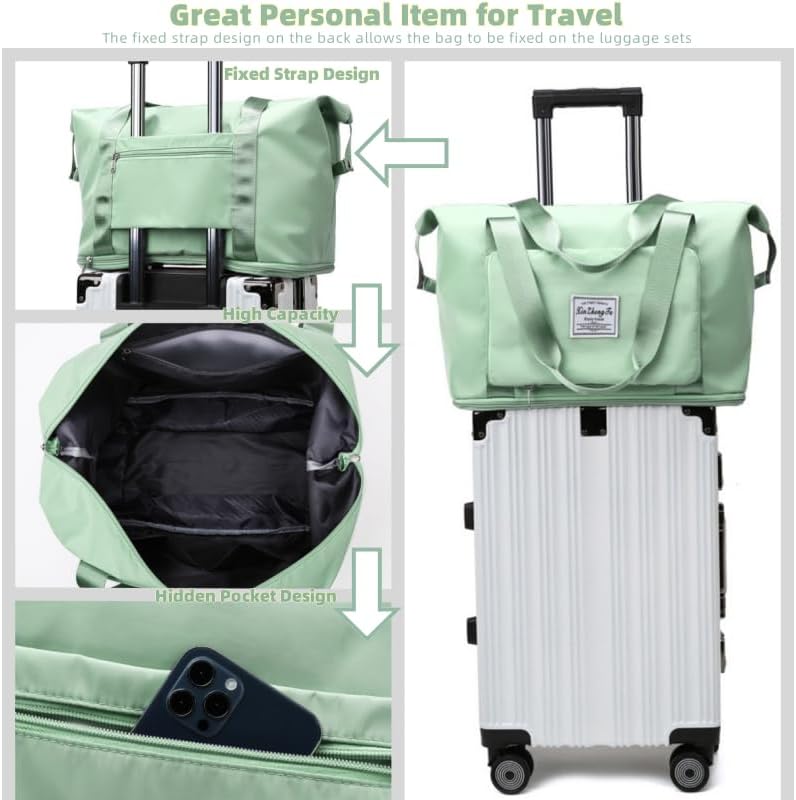 Large Capacity Foldable Travel Bag, Expandable lightweight Carry on Bag, Dry with Wet Separation Spor Duffel Bags