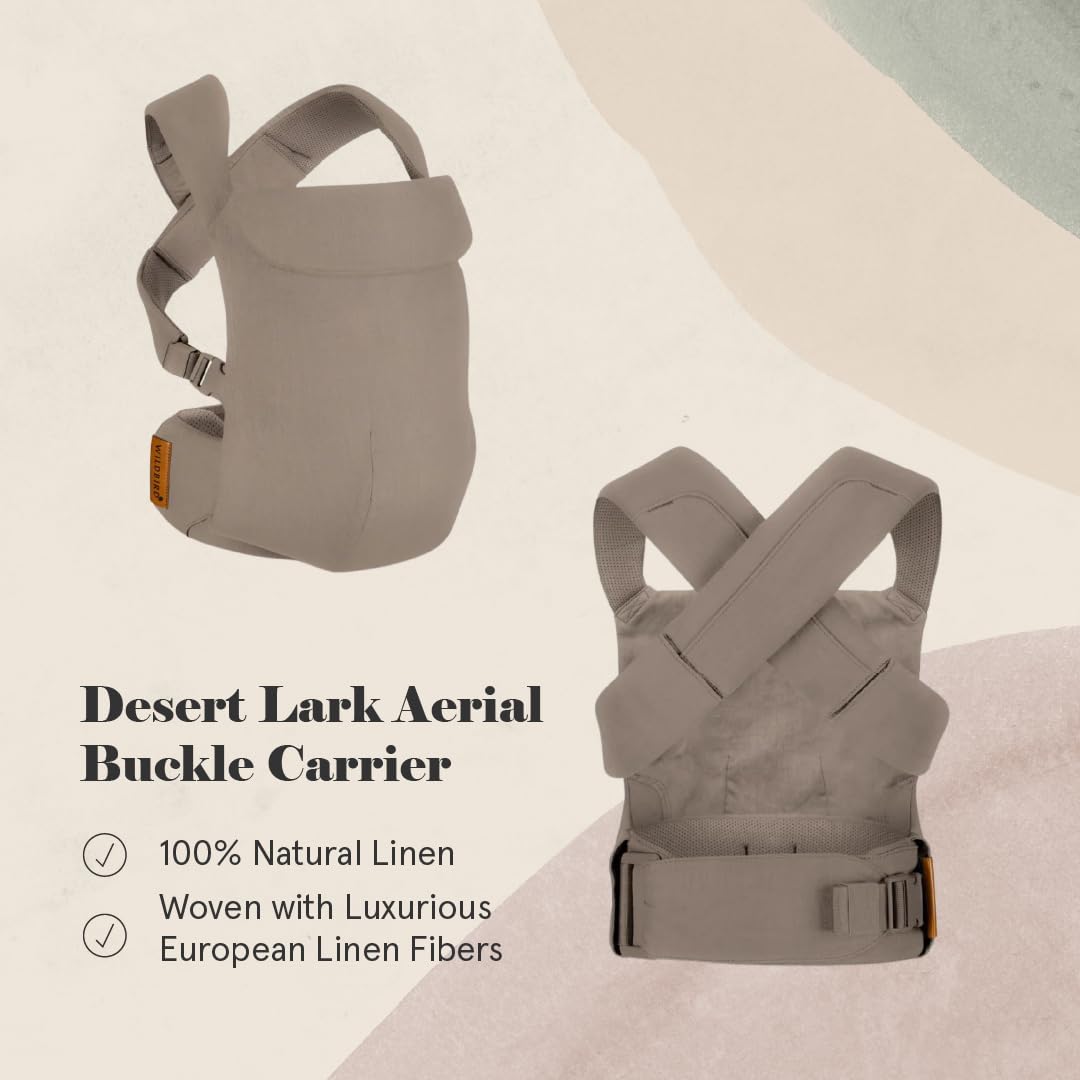 WildBird - Aerial Carrier - 7 to 45 lbs - for Moms, Dads & Caregivers - 100% Natural European Linen Fibers - Versatile & Adjustable - Large Size - Desert Lark Fabric