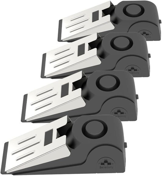 4 Packs Upgraded Door Stop Alarm Portable Wedge Door Stoppers Security Alarm 120db Entrance Alert Loud Door Stop Alarm for Travel Home Apartment or Dorm (4 Packs)