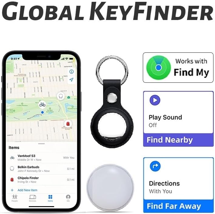 Key Finder, Bluetooth Tracker Tag, Works with Find My (iOS Only),Sound Location, Key Locator Tracker for Luggage, Suitcase, Wallet, Pet, Kid 4 Pack