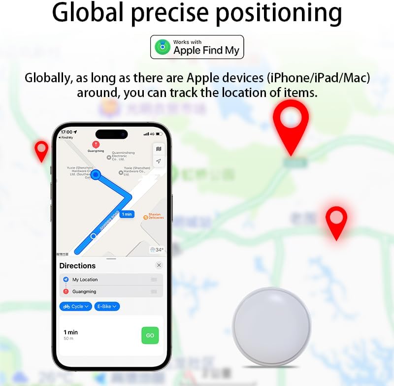 Key Finder, Bluetooth Tracker Tag, Works with Find My (iOS Only),Sound Location, Key Locator Tracker for Luggage, Suitcase, Wallet, Pet, Kid 4 Pack