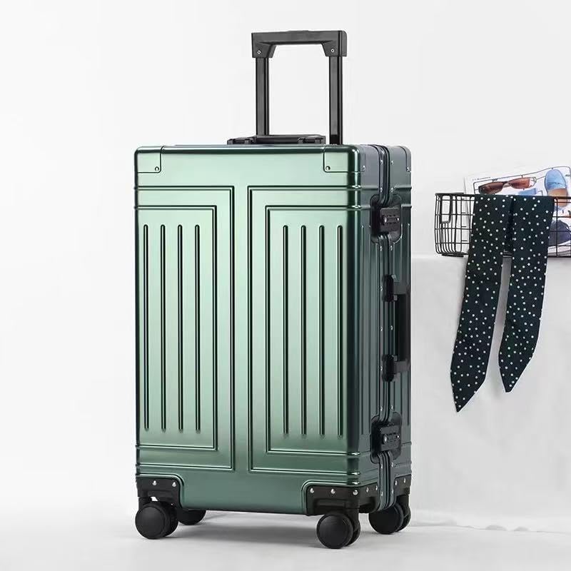 All Aluminum Magnesium Carry On Luggage，Cut from Whole Aluminum Sheet，22x14x9 Airline Approved ，（3rd Generation，Premium Magnesium Metal zipperless suitcase ） (green, 28inch)