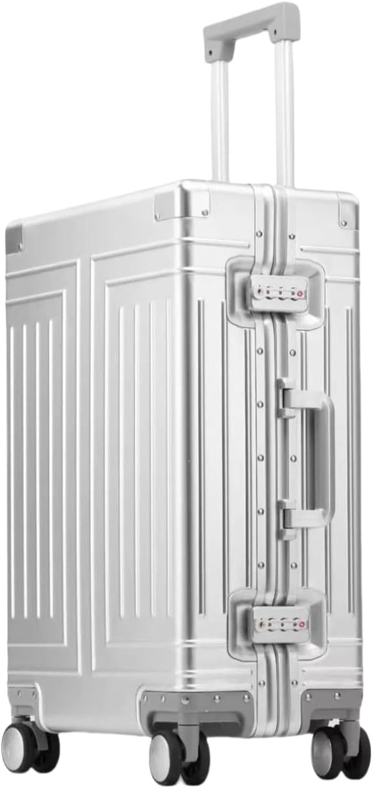 All Aluminum Magnesium Carry On Luggage，Cut from Whole Aluminum Sheet，22x14x9 Airline Approved ，（3rd Generation，Premium Magnesium Metal zipperless suitcase ） (silvery, 24inch)