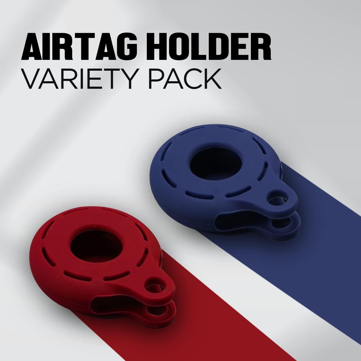 Apple AirTag 4 Pack Shockproof, Dustproof & Washable Cases, Silicon Holders with Accessories for Wallets, Luggage, Pet Collars, Key Finders (Blue - Red)