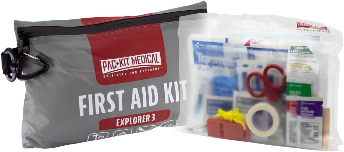 Pac-Kit Watertight Explorer 3 First Aid Kit for Hiking, Camping and Outdoor Activities, 103 Pieces