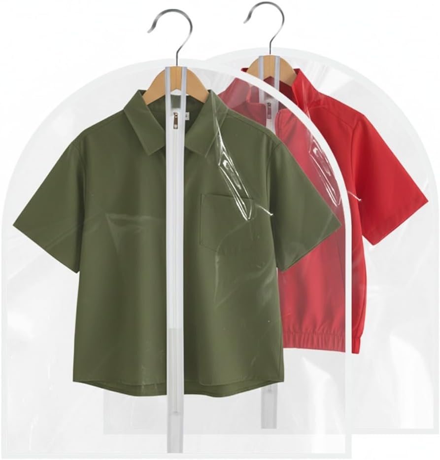 All Clear Garment Bags for Travel - 32”PEVA Waterproof Suit Cover with Zipper for Hanging Clothes, Shirts, Sweaters - Durable Dresser for Closet Storage, Dustproof & Moisture Resistant - 32”/2 Pack