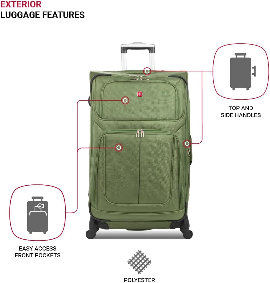 SwissGear Sion Softside Expandable Luggage, Evergreen, Checked-Large 29-Inch