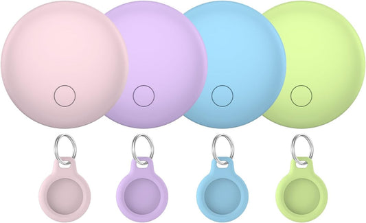 Air Tracker Tags 4-Pack, Item Finders Work for Apple Find My APP(iOS Only) Tracker Tags for Keys, Luggage, Bag etc,Replaceable Battery Last 1 Year, Loud Beep, IP68 Waterproof with Holder Keychain
