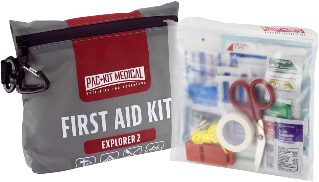 Pac-Kit Watertight Explorer 2 First Aid Kit for Hiking, Camping and Outdoor Activities, 76 Pieces
