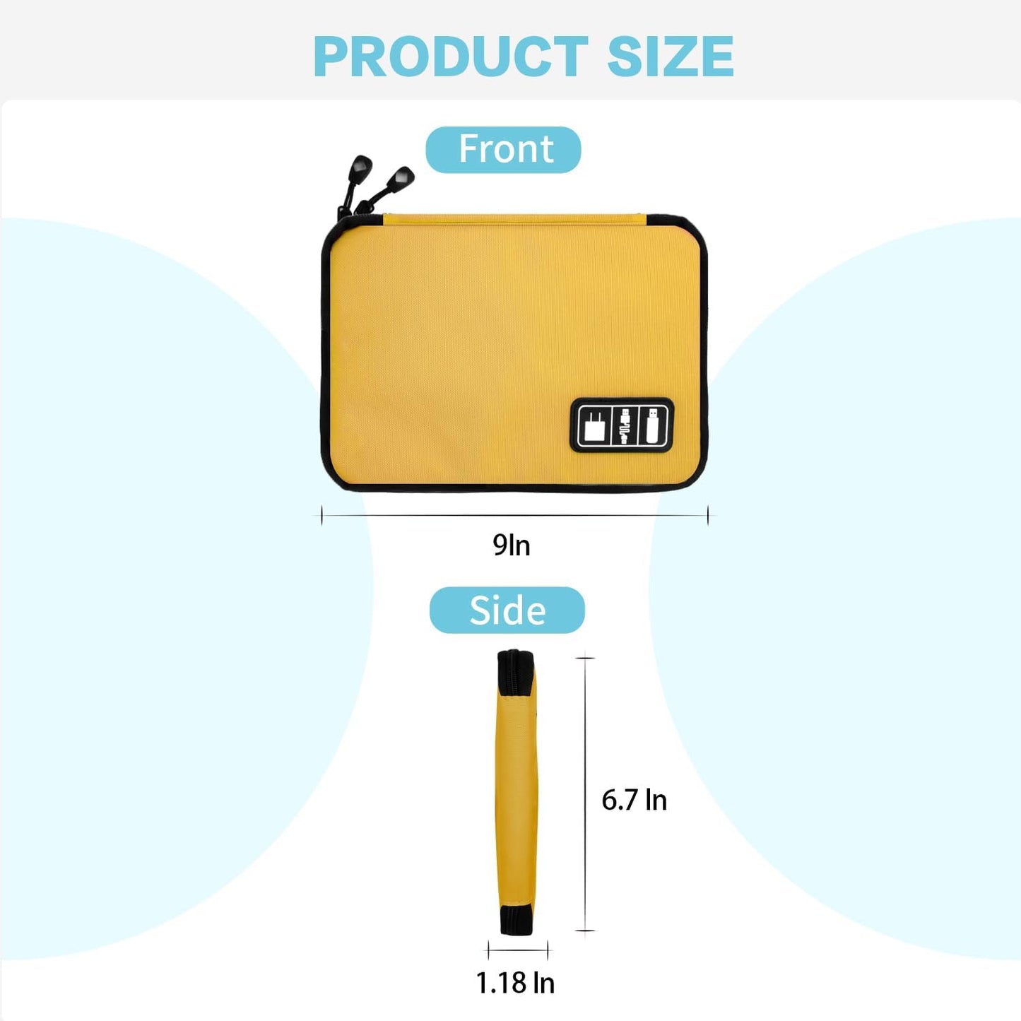 Electronics Travel Organizer,Portable Waterproof Electronic Travel Storage Bag for Small Charging Cord Storage,Charger,SD Card etc,for Travel,Business-Yellow Green