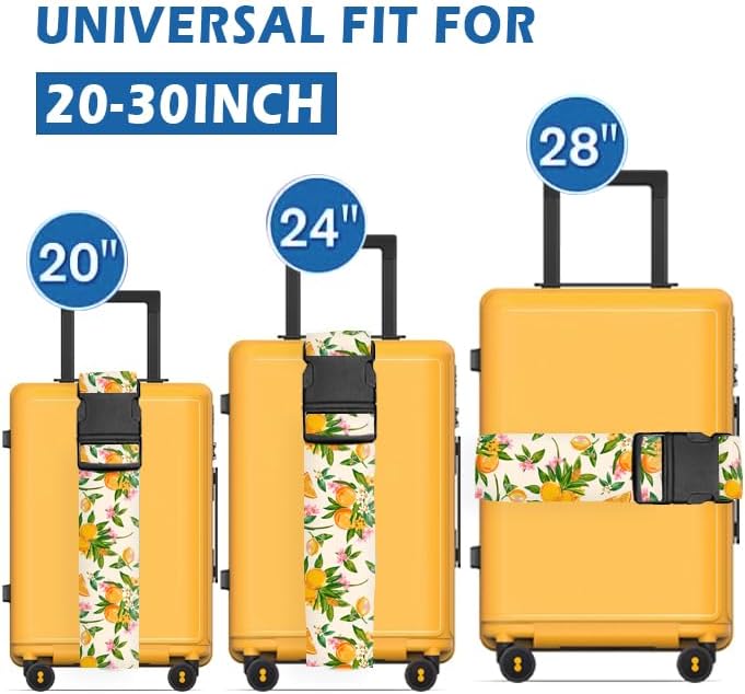 Luggage Straps for Suitcases Travel Belt Accessories, Cute Suitcase Strap, Adjustable Luggage Belt Strap, Heavy Duty with Quick-Release Buckle Luggage Strap Cute Orange