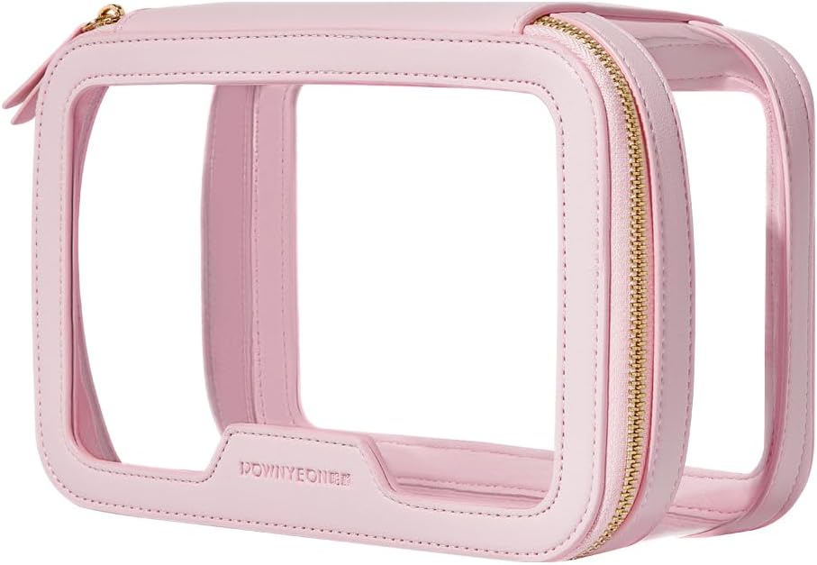 ROWNYEON Clear Makeup Case Toiletry Bag Multipurpose Travel Makeup Train Case Portable Cosmetic Organizer Transparent Storage Bag