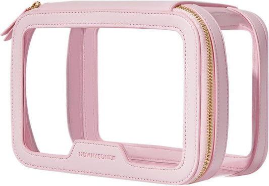 ROWNYEON Clear Makeup Case Toiletry Bag Multipurpose Travel Makeup Train Case Portable Cosmetic Organizer Transparent Storage Bag