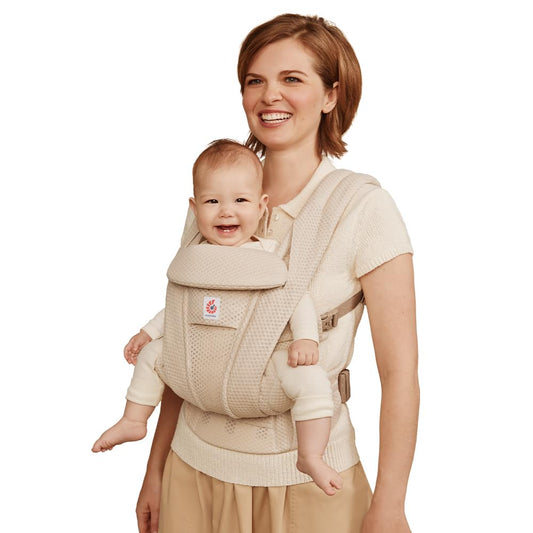 Ergobaby Omni Deluxe Baby Carrier Newborn to Toddler - Breathable Baby Carriers for Summer - All-Position Carrier with Enhanced Lumbar Support & Airflow (7-45 Pounds), Mesh, Natural Beige
