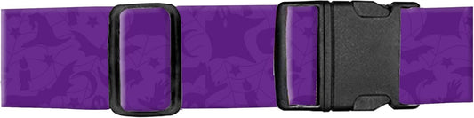 Luggage Straps for Suitcases, Adjustable Travel Belt, Durable Wide Luggage Strap, Cute Suitcase Strap Identifiers with Buckle, Bag Straps for Luggage, Purple Bats Skulls
