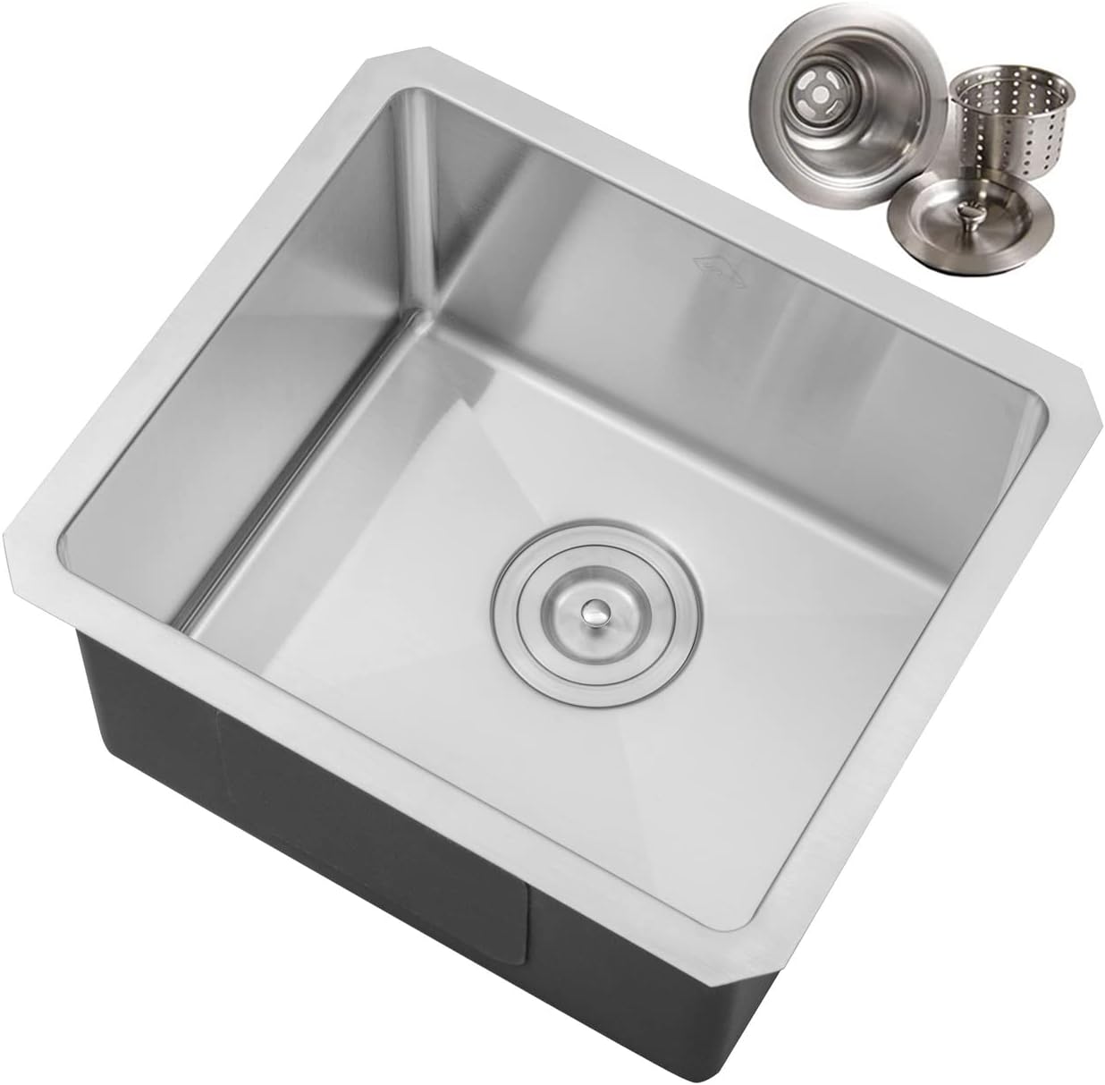 17 in. x 15 in. x 9 in. 16-Gauge Stainless Steel Undermount Single Bowl Bar Prep Kitchen Sink with Strainer
