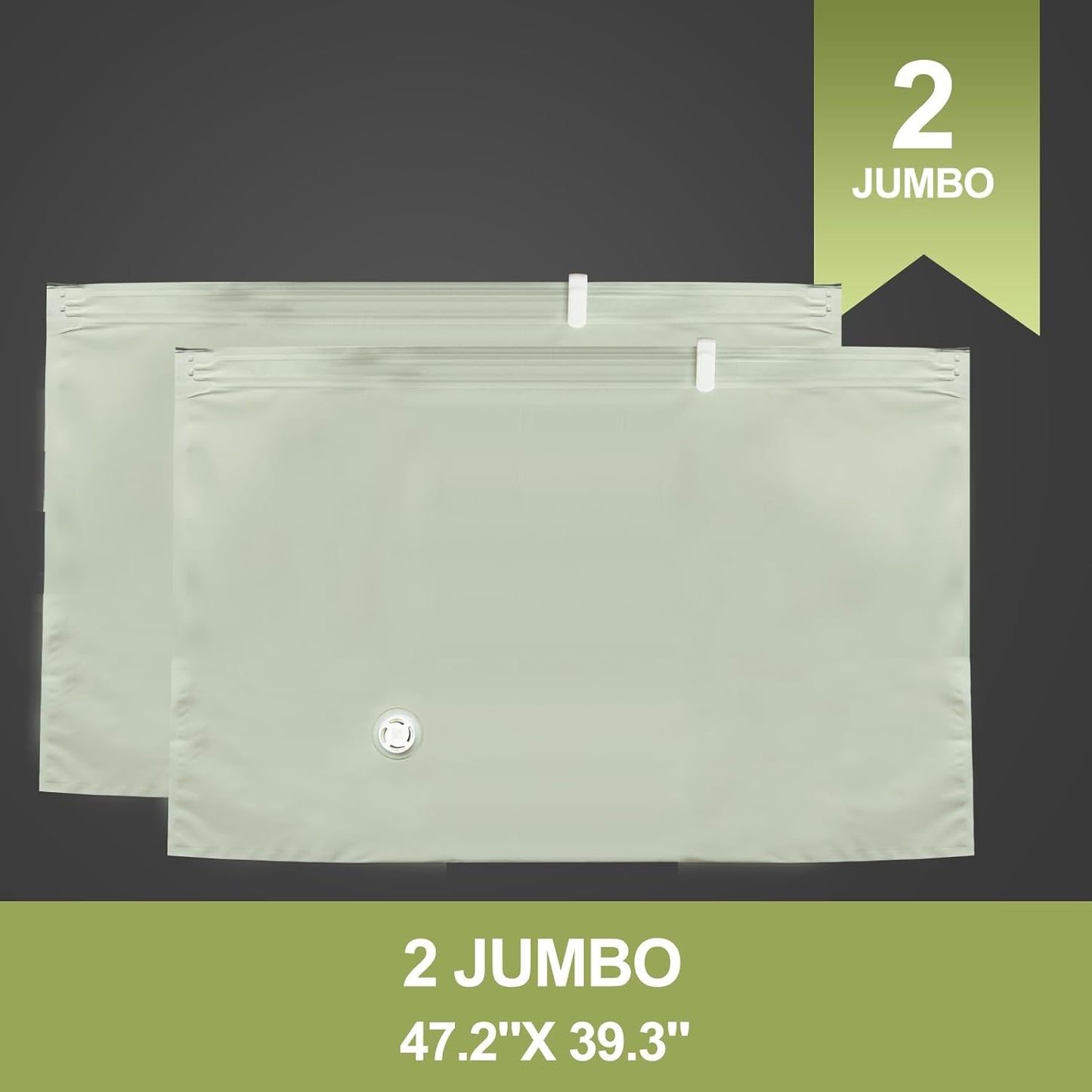 Umimile Vacuum Storage Bags 2 Jumbos, Space Saver Sealer Bags, Airtight Compression Bags for Clothes, Pillows, Comforters, Blankets, Bedding