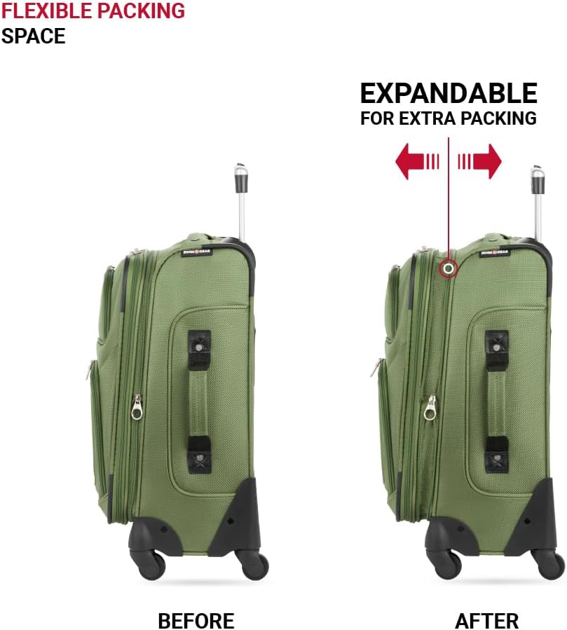 SwissGear Sion Softside Expandable Luggage, Evergreen, Carry-On 21-Inch