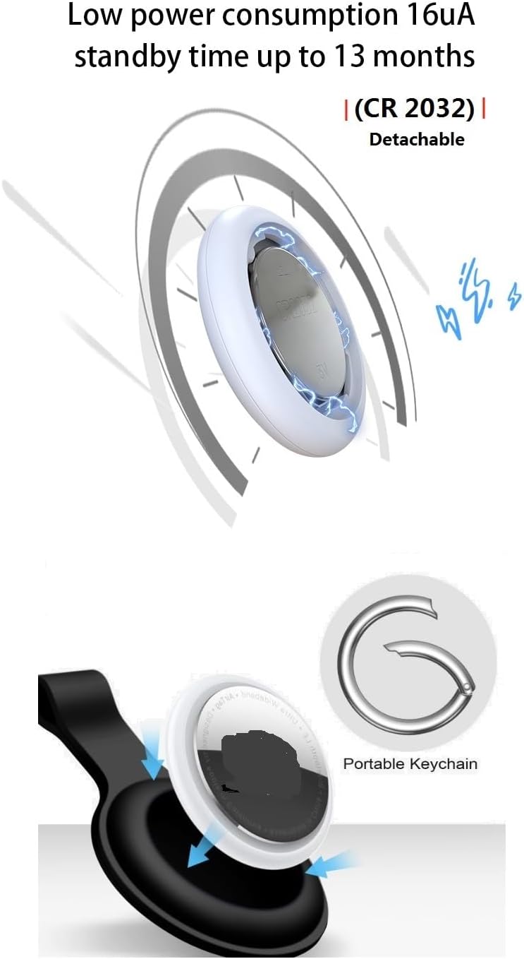 Key Finder, Bluetooth Tracker Tag, Works with Find My (iOS Only),Sound Location, Key Locator Tracker for Luggage, Suitcase, Wallet, Pet, Kid 4 Pack